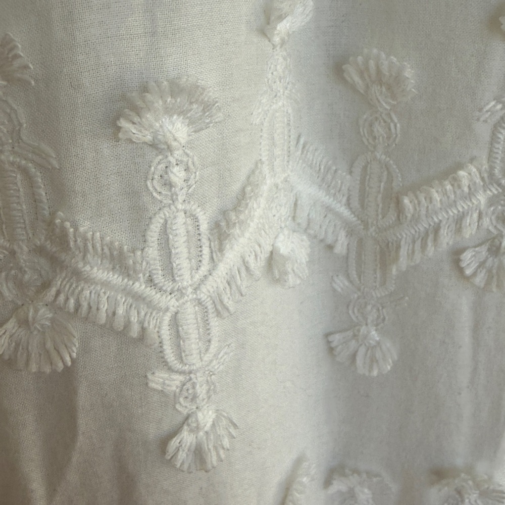 Zara White Embroidered Lace Boho Midi Dress Size Small - Picture 9 of 13